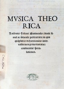 Frontispiz von Musica Theorica von Ludovico Foliani (Gravur)