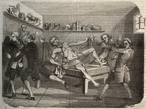 Galvanisierung der Leiche eines Henkers mit der Batterie von Alessandro Volta: Unter dem Einfluss von Elektrizität scheint die Leiche wieder zum Leben zu erwachen von Unknown artist