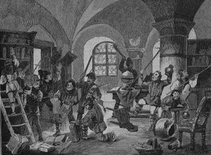 Deutscher Bauernkrieg (1524-1526): Treiben der Bauern in Roggenburg, Bayern, Deutschland