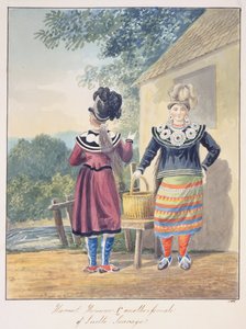 Harriet Huronne & eine andere Frau von Lorette Sauvage, ca. 1843-50 (Aquarell) von Unknown artist