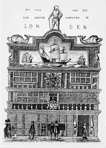 Hauptquartier der Ostindien-Kompanie in London im 17. Jahrhundert. von Unknown artist