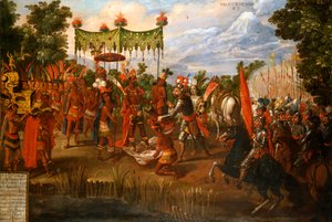 Hernan Cortes trifft Kaiser Moctezuma von Unknown artist