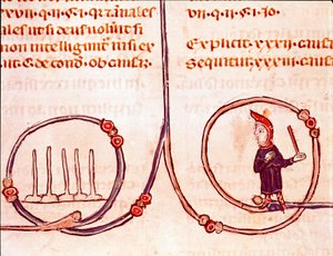 Geschichte des kanonischen Rechts: Das Kegelspiel (Miniatur aus „Decretum Gratiani“)