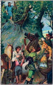 Geschichte von Wilhelm Tell (legendärer Held der Schweizer Unabhängigkeit): der Tod von Gessler. Chromolithographie aus dem späten 19. Jahrhundert. von Unknown artist