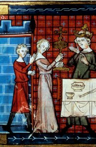 Prozession des Heiligen Grals. Miniatur aus „Tale du Grail“