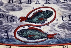 Horoskop: Sternzeichen Fische. 16. Jahrhundert Gravur