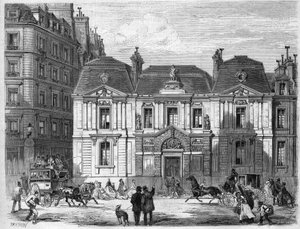 Hôtel Carnavalet in der Straße, die damals Culture Sainte Catherine in Paris hieß, heute Musée Carnavalet, Rue de Sévigné im Marais-Viertel. Gravur in „L
