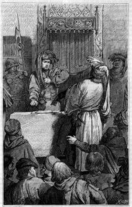 Hundertjähriger Krieg - La Jacquerie (1358): der Kaufmann Etienne Marcel (1315-1358) und der Schöffe Jean Maillart, einer der Anführer der royalistischen Partei, während der Jacquerie, einem Aufstand der Bauern gegen den französischen Adel. Gravur im Journ von Unknown artist