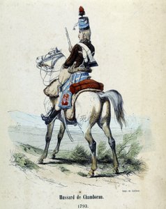 Husar von Chamboran im Jahr 1793 zu Pferd.
