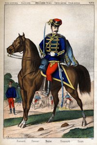 Husar der österreichischen Armee. Gravur 19. Jahrhundert. von Unknown artist