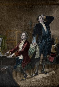Illustration aus dem Drama „Mozart und Salieri“ von Alexander Puschkin, geschrieben 1830 - Antonio Salieri eifersüchtig auf Wolfgang Amadeus Mozart von Unknown artist