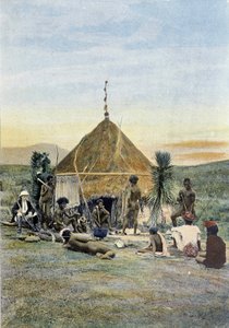 Illustration eines telegrafischen Lagers in der Nähe von Uarai in Neukaledonien.
