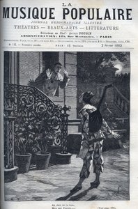 Im Mondlicht, eine Darstellung des beliebten Liedes. Harlekin auf Pierrots Balkon, im Mondlicht.