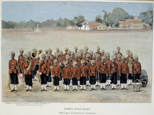 Infanterieband der Englischen Indien - Gravur, Ende des 19. Jahrhunderts