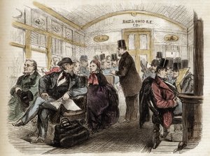 Innenansicht eines Wagens der Baltimore & Ohio Railroad, USA - 1861 - Innenansicht eines amerikanischen Wagens im Jahr 1860 von Unknown artist