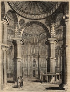 Innenansicht der Blauen Moschee, Istanbul, Türkei - 1838 - Gravur. von Unknown artist