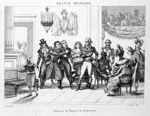 Interview von Joachim Murat (1767-1815) und Dumouriez (1739 - 1823) - Gravur des 19. Jahrhunderts