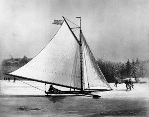 Irielle: Amerikanischer Segelschlitten - Lithografie in 