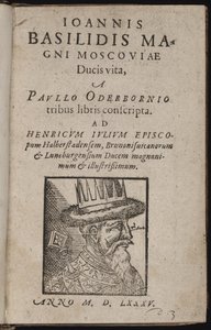 Iwan IV. Wassiljewitsch, genannt Iwan der Schreckliche (1530-1584) - Ioannis Basilidis Magni Moscoviae Ducis Vita (Titelseite) von Unknown artist