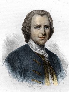 Jean Jacques Rousseau, französischsprachiger Genfer Schriftsteller und Philosoph. Gravur des 19. Jahrhunderts