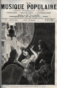 Jean de La Fontaine bei der Uraufführung der Oper „Astrée“ von Pascal Collasse - Gravur in „La musique populaire“ - 1882