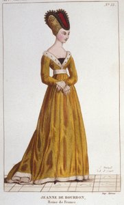 Jeanne de Bourbon (1338-1378). Königin von Frankreich von 1364 bis 1378. Gravur von 1830