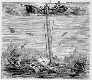 Jobard Unterwasserforscher - in „Die Wunder der Wissenschaft“ von Louis Figuier