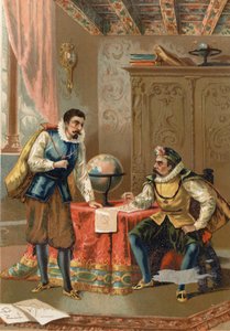 Johannes Kepler (Keppler) (1571 - 1630) mit Tycho Brahe (1546-1601), Astronomen, Prag im Jahr 1600 - nach „La Ciencia y sus Hombres“ von Louis Figuier, Barcelona 1881