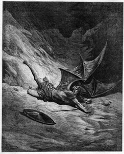 John Miltons verlorenes Paradies (1608-1674). Satan stürzt in den Abgrund. Illustration von Gustave Doré von Unknown artist