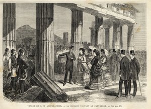 Reise der Kaiserin Eugenie nach Griechenland - Reise der Kaiserin Eugenie nach Griechenland - Besuch des Parthenons in Athen - im Jahr 1869 von Unknown artist