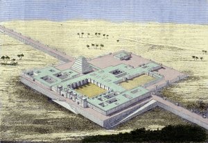 Khorsabad (Irak). Rekonstruktion des Palastes von Sargon II., König von Assyrien von 722 bis 705 v. Chr. Gravur des 19. Jahrhunderts von Unknown artist
