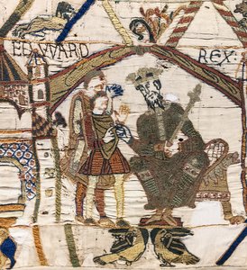 König Eduard der Bekenner sendet Harold in die Normandie, Teppich von Bayeux