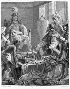 König Manuel I. der Große (1469 - 1521) empfängt Vasco da Gama