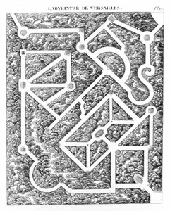 Labyrinth von Versailles nach „Essay on the composition and ornament of gardens“ von Mr. Boitard. Paris 1823.