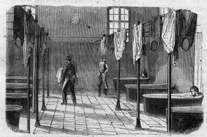 Das Asyl Sainte Anne (Sainte-Anne) in Paris: das Badezimmer - Gravur in „Le Journal Illustré“ von Unknown artist