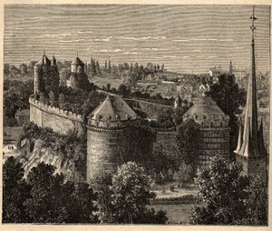 Le Château in Fougères - Bretagne - Frankreich - Gravur in „Patrie - Beschreibung der malerischen Frankreichs in 6 Bänden“ von Lucien Huard - Ende des 19. Jahrhunderts von Unknown artist