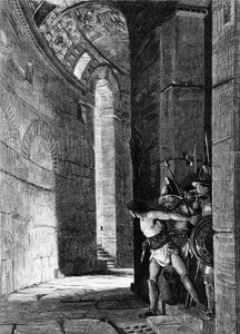 Flucht des Spartacus. Gravur des 19. Jahrhunderts.