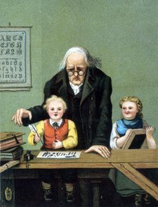 Schreiben lernen - Chromolithographie, Ende 19. Jahrhundert