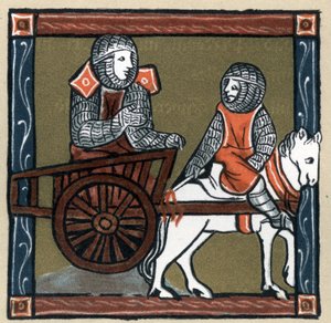 Artuslegende: Lancelot du Lac im Wagen. In „Geschichte der Französischen Literatur“ von Hermann Suchier von Unknown artist