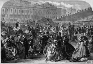 London, Ansicht der Regent Street am Nachmittag, eine breite Allee im West End, entworfen vom Architekten John Nash von 1817 bis 1823, für einen öffentlichen Entwicklungsplan. In „L