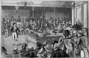 Lord John Russell (1792-1878) stellt das Reformgesetz (Reform Act) im House of Lords 1832 vor (Gravur)