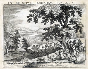 Lot trennt sich von Abraham - Bibel, Gravur