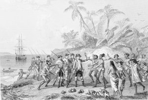 Louis Antoine, Graf von Bougainville (1729-1811) kommt in Tahiti an