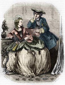 Ludwig XV. und Madame de Pompadour, Jeanne Antoinette Poisson (1721-1764) (Marquise de Pompadour) - in „Histoire de France“ von L.-P. Anquetil von Unknown artist