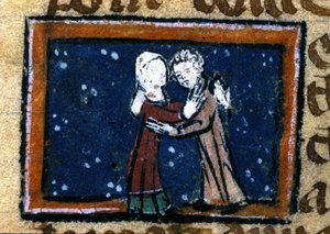 Liebesszene aus einem französischen Manuskript des 13. Jahrhunderts von Unknown artist