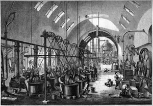 Hauptwerkstätten der großen Zuckerraffinerie von Launay, im Besitz von Herrn Cedard in Nantes im Jahr 1864