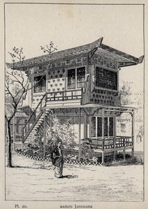 Japanisches Haus - Gravur von 1889 in „Histoire de habitation humaine à l