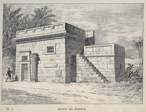 Haus der Hebräer - (Hebräisches Haus) Gravur von 1889 in „Geschichte der menschlichen Behausung auf der Weltausstellung von 1889, von Herrn Charles Garnier - Zentralbibliothek der Schönen Künste Paris 1889 von Unknown artist