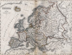 Karte von Europa. Zweite Hälfte des 19. Jahrhunderts. Italienischer Atlas. Stabilimento Civelli. Mailand. von Unknown artist