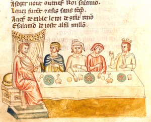 Mahlzeit des Königs und seiner Untertanen. Miniatur aus dem 12. Jahrhundert. Biblioteca Marciana, Venedig von Unknown artist